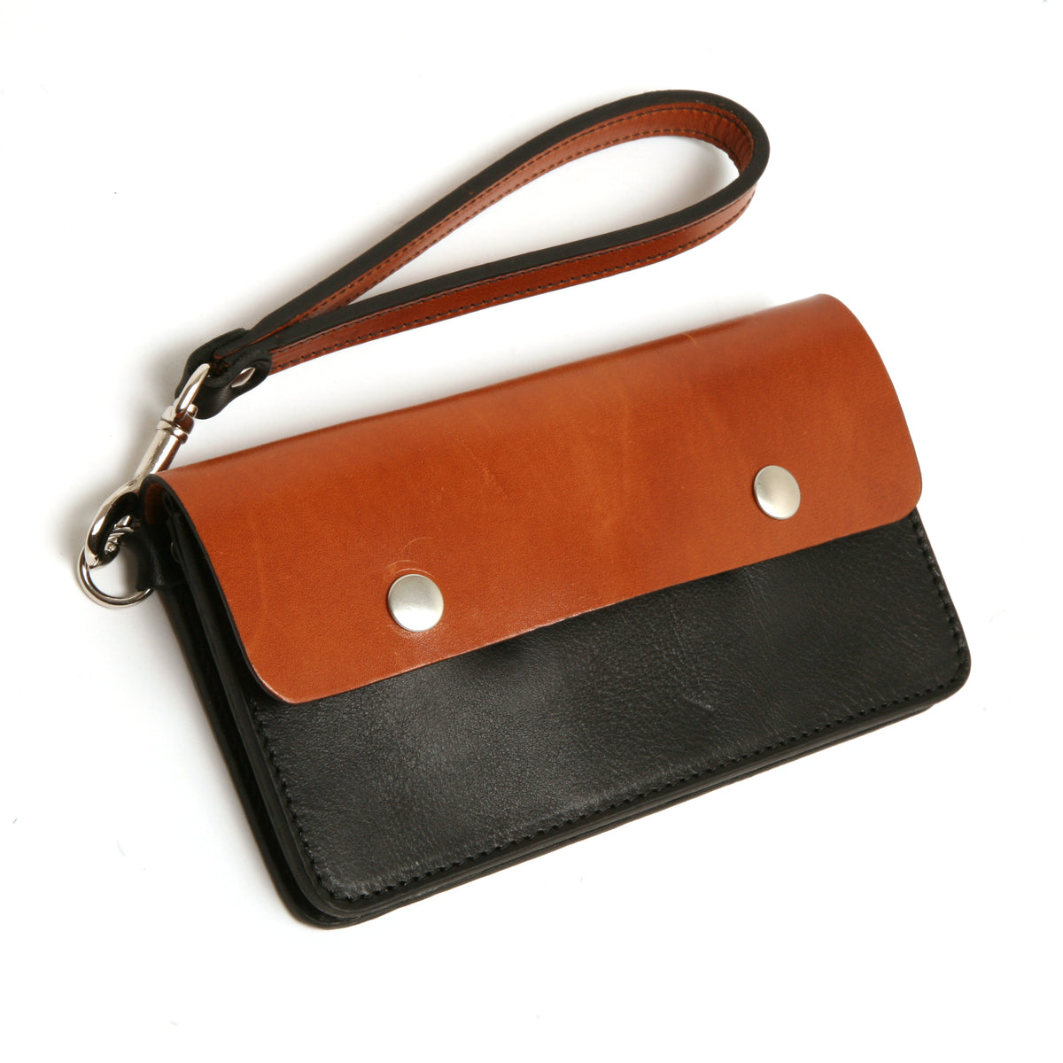 DAWN 2 leather wallet in tan and black, detail