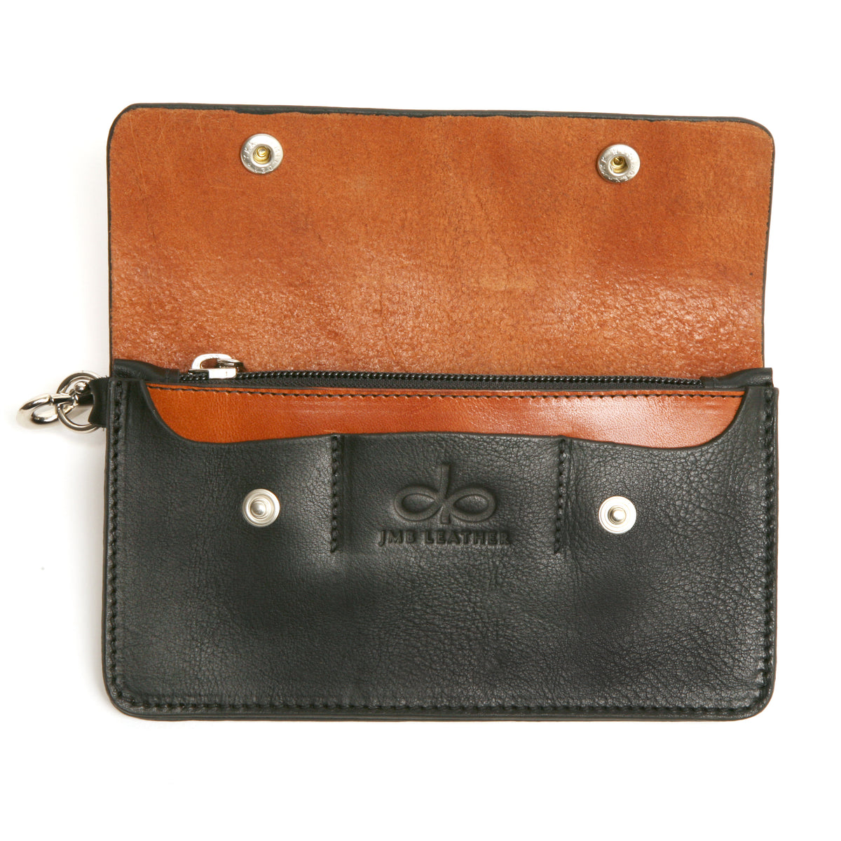DAWN 2 leather wallet in tan and black, interior