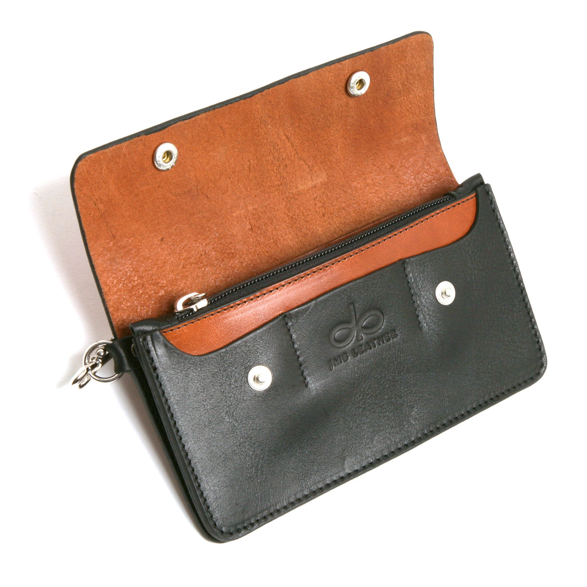 DAWN 2 leather wallet in tan and black, interior side view