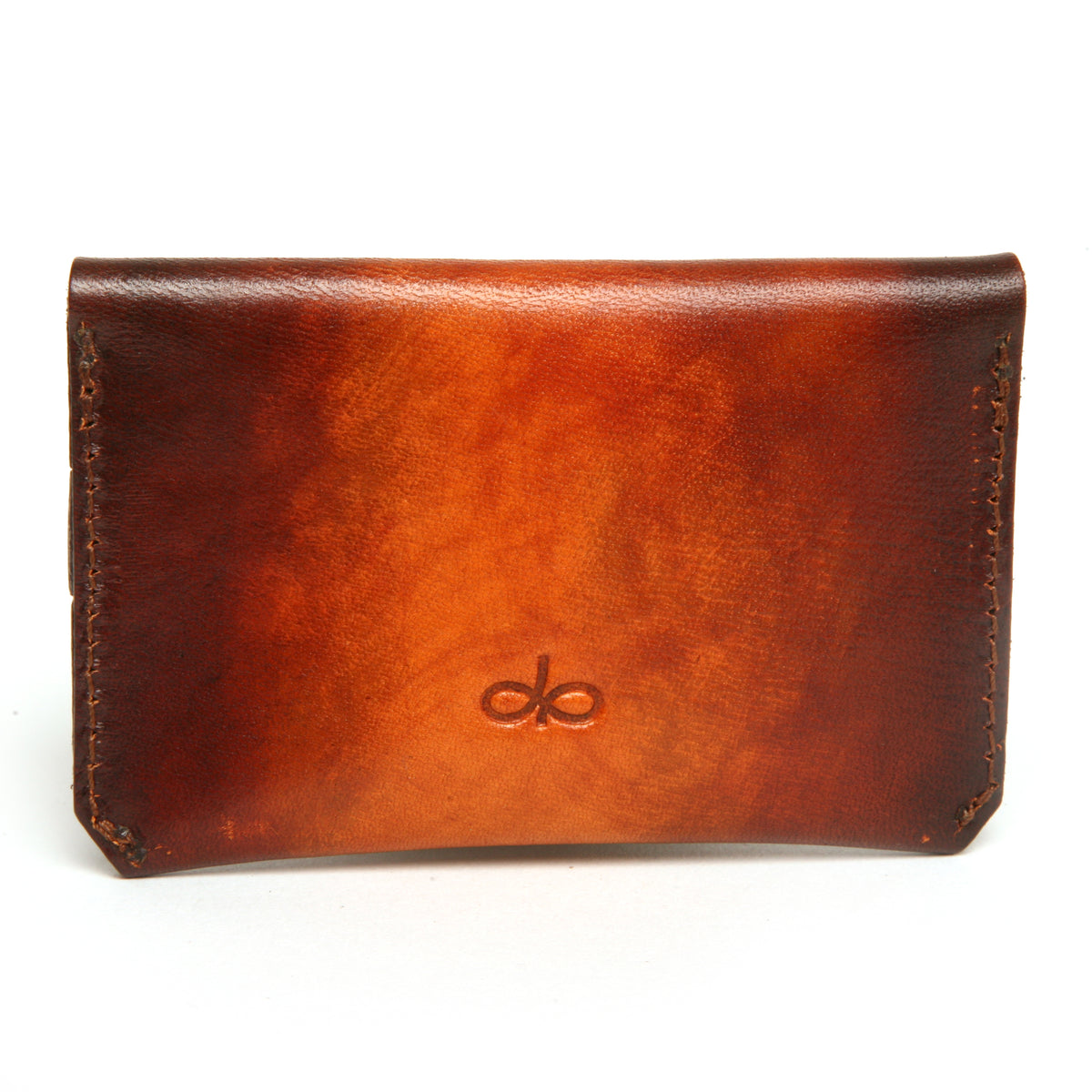 FLAP wallet in English bridle leather, 70's sunburst dye finish, detail view