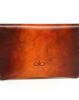 FLAP wallet in English bridle leather, 70's sunburst dye finish, detail view