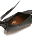 FOURNIER Medio leather sling bag in black and slate, interior