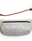 FOURNIER Medio grey leather sling bag with a rear pocket and adjustable strap with buckle and snap