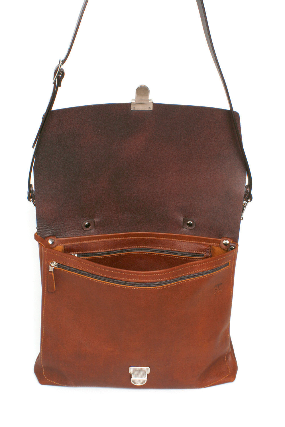 H Satchel 2-Tone Brown interior