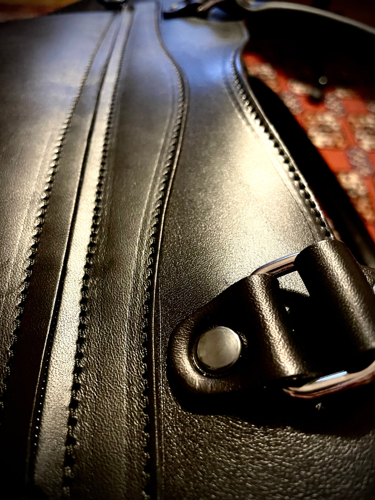 CHAGA briefcase black in English bridle black full-grain leather, interior compartment