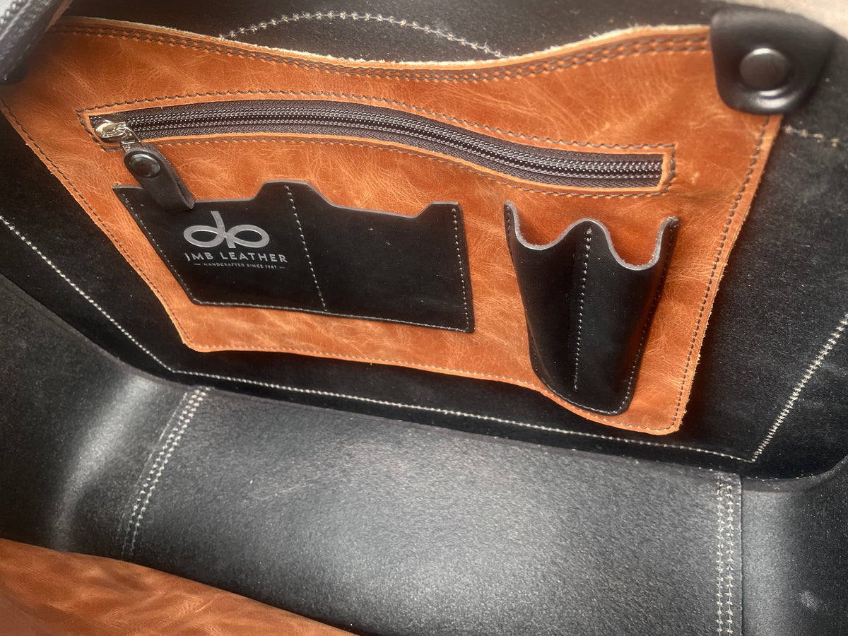 CHAGA briefcase black in English bridle black full-grain leather with stainless-steel hardware, additional view
