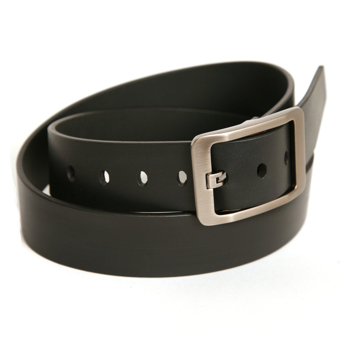 H 77 rectangle belt in English bridle leather, hand-finished edges, buckle detail