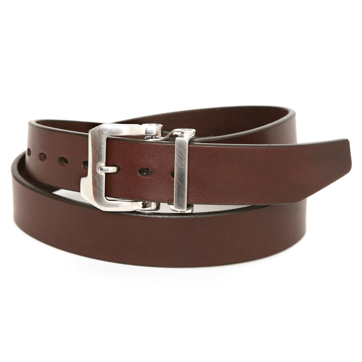 OTTO belt in 12-13oz English bridle leather, laid flat, full length