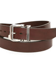 OTTO English bridle leather belt in dark brown, laid flat