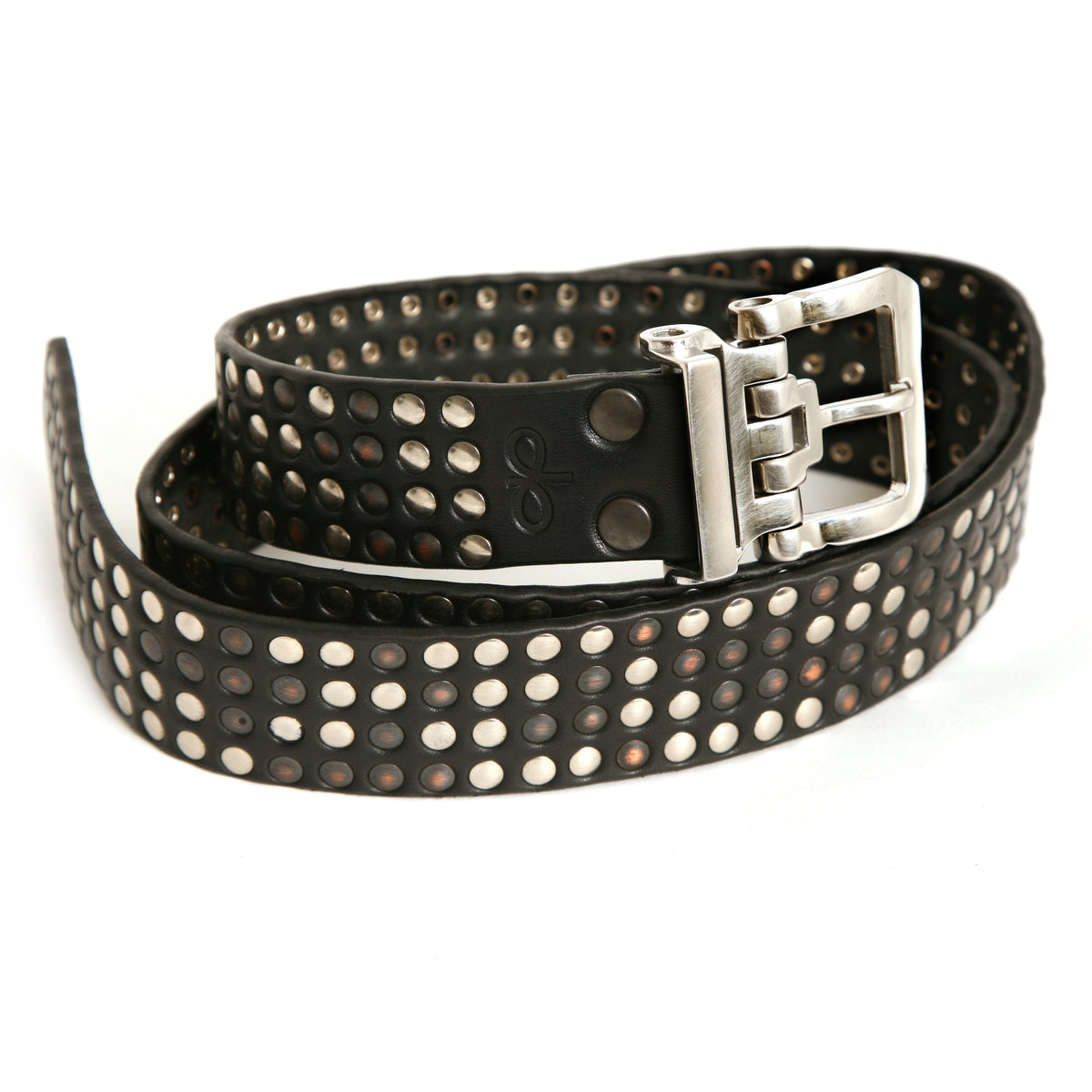 OTTO Full Stud Belt in premium 12oz English bridle leather, laid flat, full length
