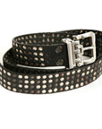 OTTO Full Stud English bridle leather belt in black, laid flat