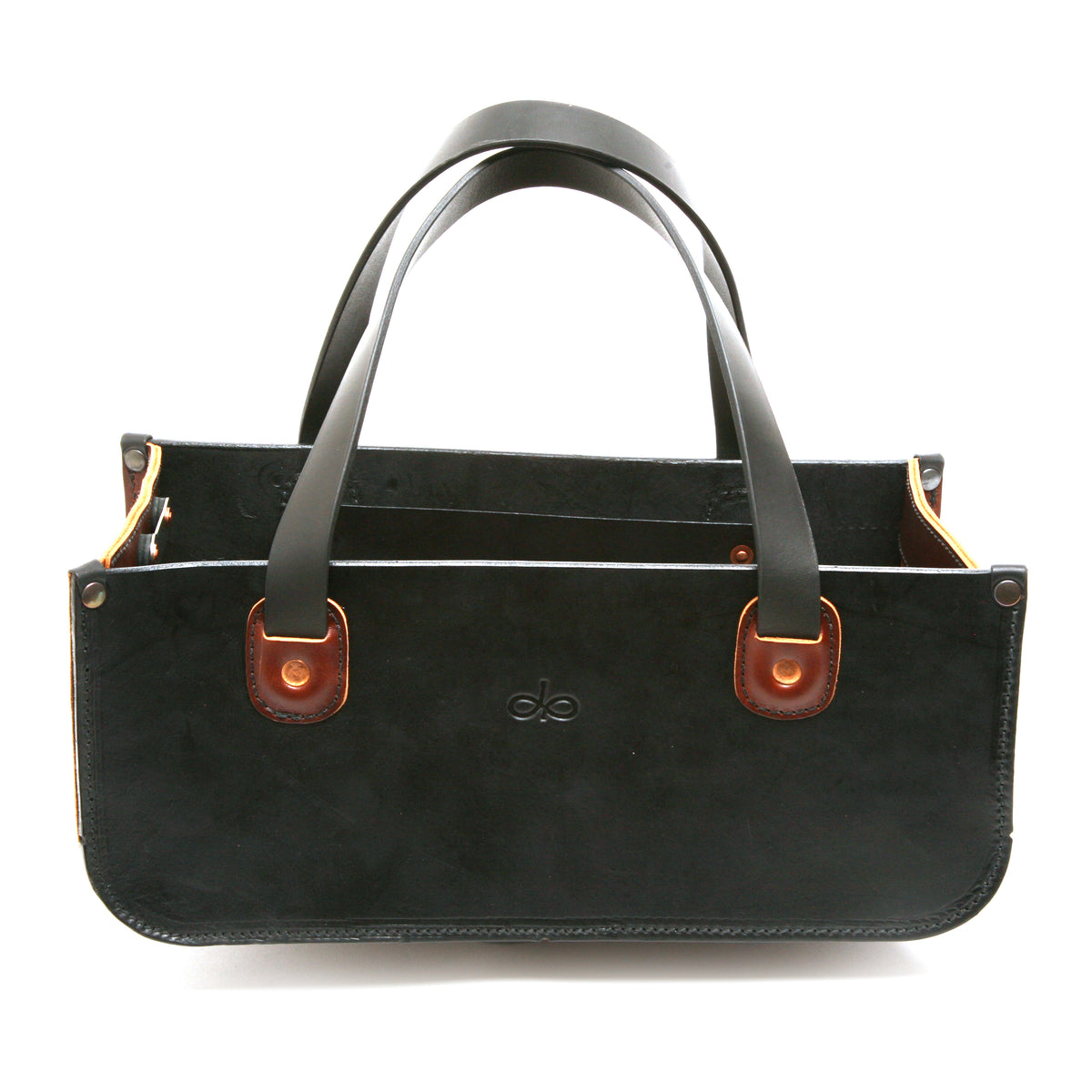 Otsu handyman tool tote bag in thick vegetable-tanned leather, front view