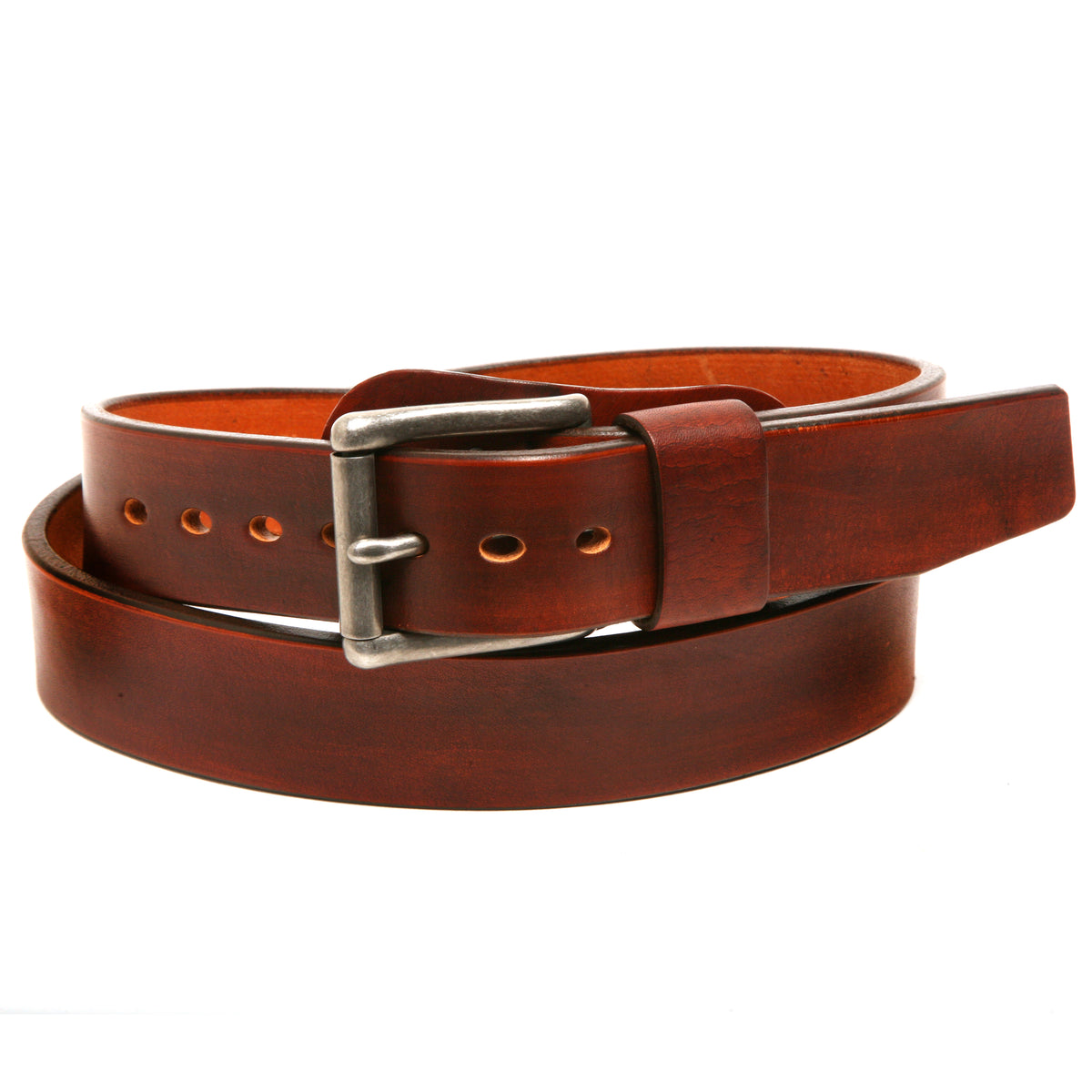 WORKER MAGNUM belt in robust 13oz leather, reverse side showing keeper loop