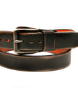 WORKER MAGNUM English bridle leather belt in black vintage, buckle detail