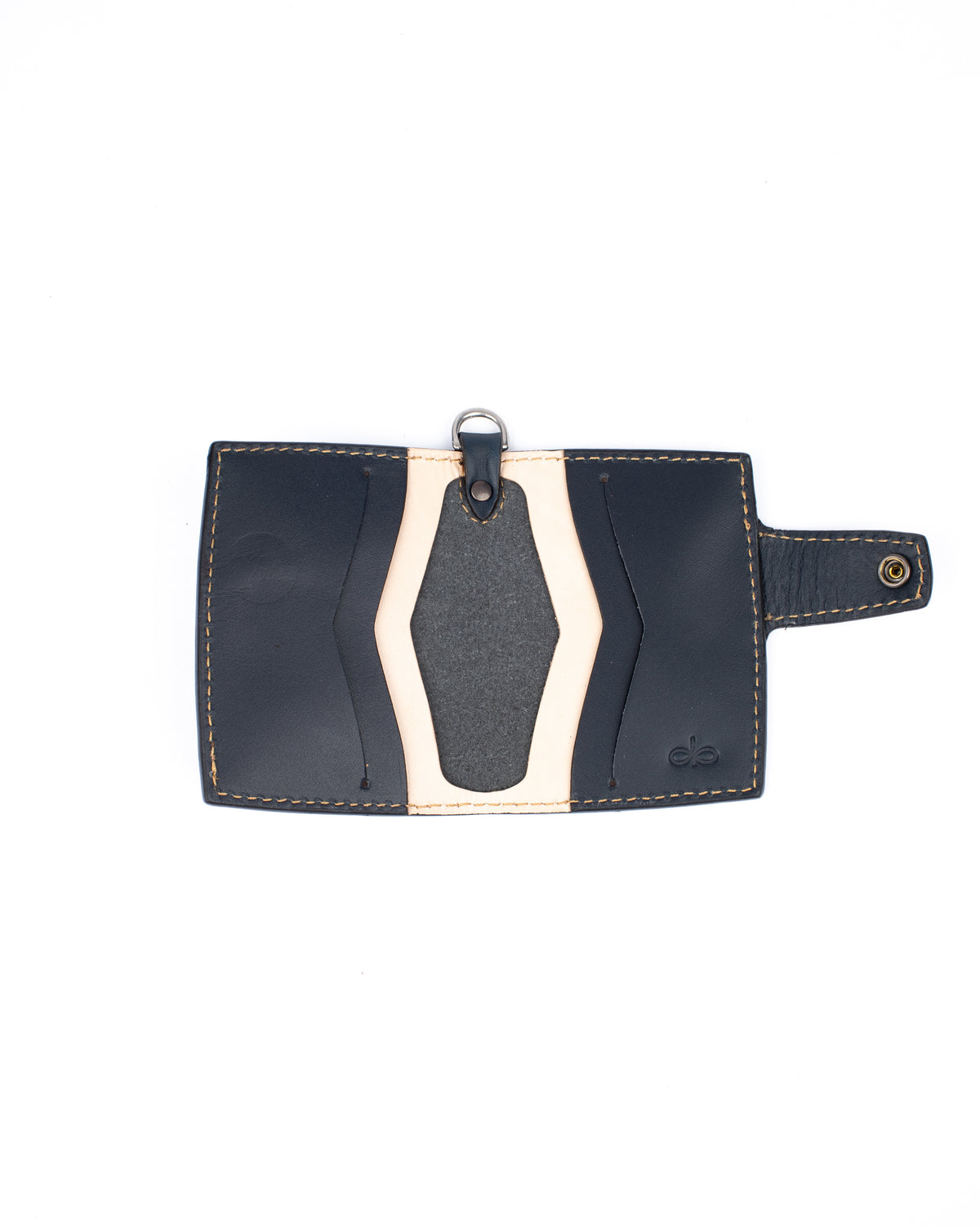 YANAGI snap leather wallet with lanyard, detail