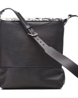 KUURU LG leather shoulder bag in black with hair-on flap, detail