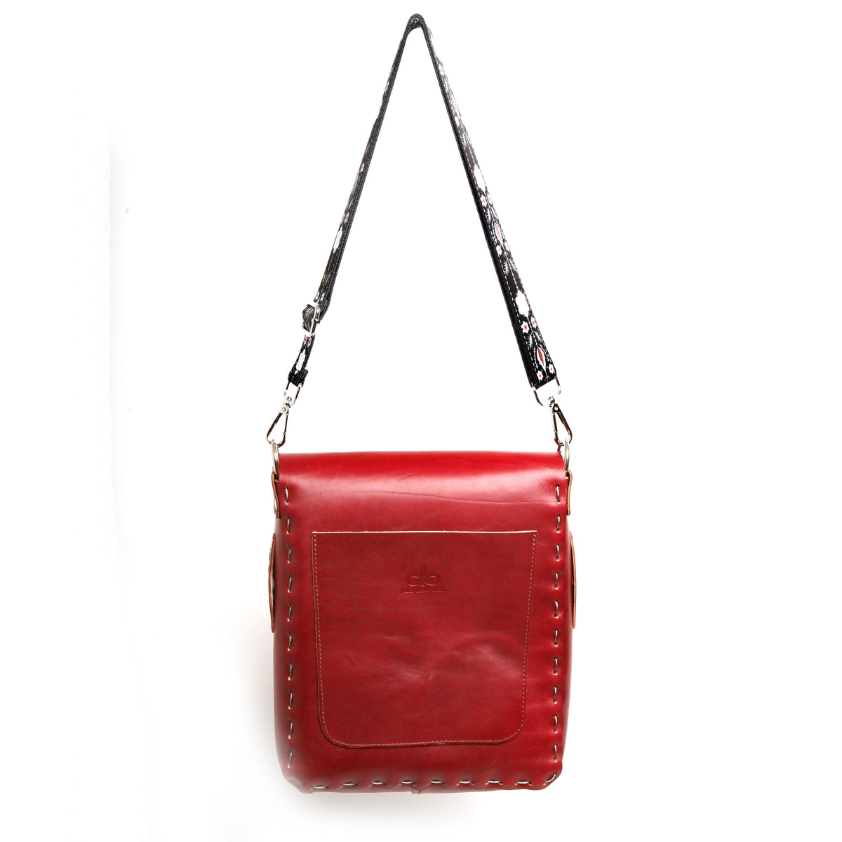 KEBURU satchel bag in top-grain leather, hand-stitched with stainless steel cable with stainless-steel hardware, additional view