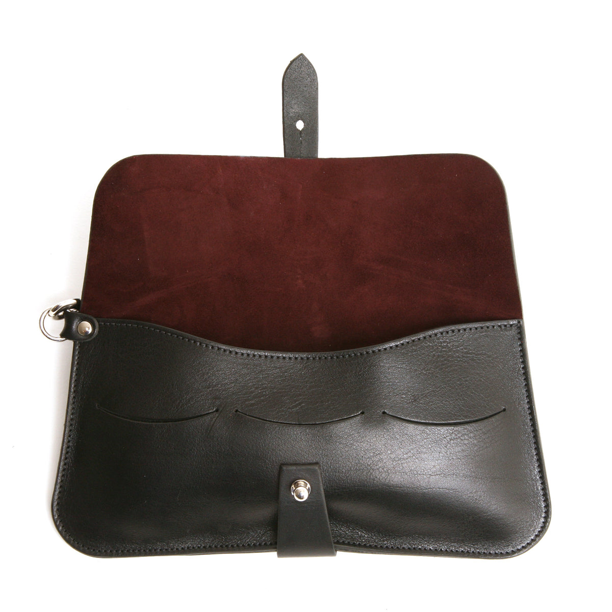 LILY clutch wallet in black patent leather, interior card slots