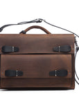URBA leather briefcase in bark brown