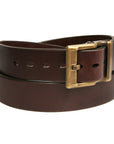 MAGNUM English bridle leather belt in havanna dark brown with antiqued solid brass, back