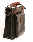NENJUU Plus leather bag in black, hardware detail