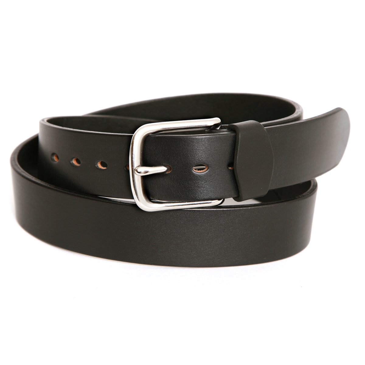 PJ classic jean belt in English bridle leather (Wicket and Craig of USA), laid flat, full length