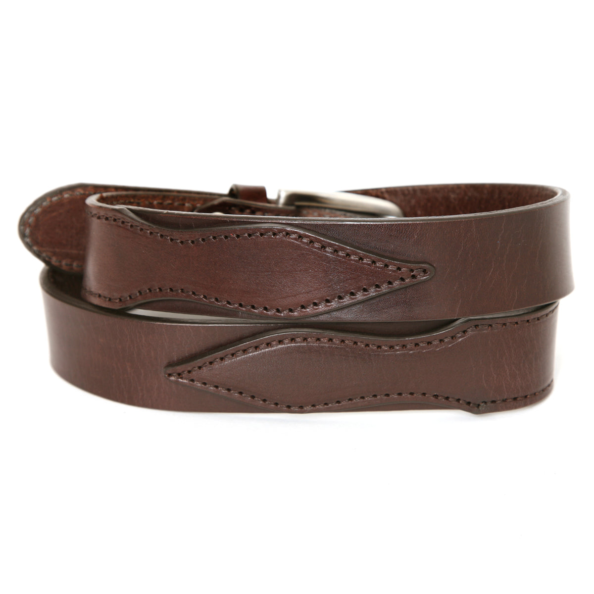 SID Belt in 12-13oz English bridle leather, leather grain and edge detail