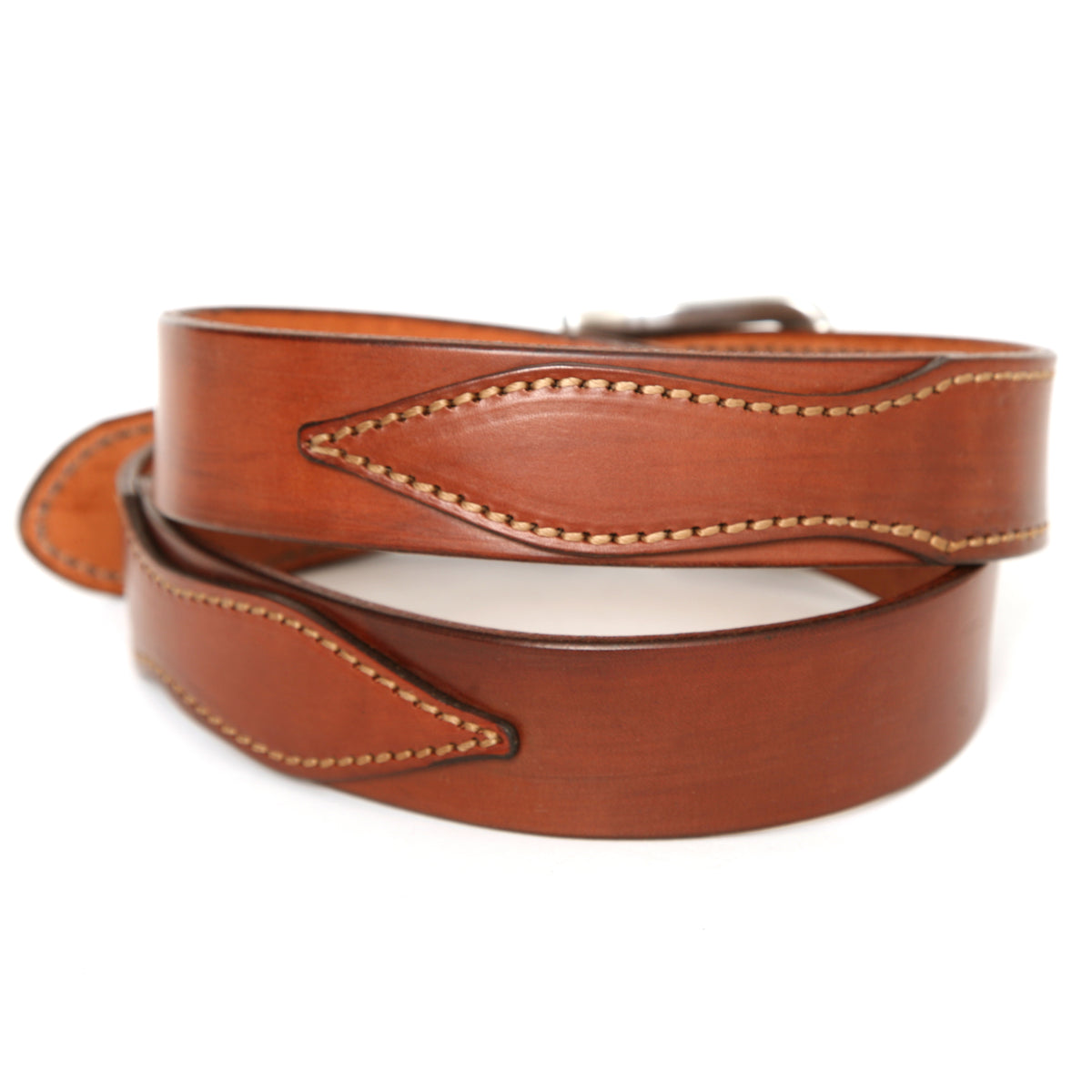 SID Belt in 12-13oz English bridle leather, reverse side showing keeper loop