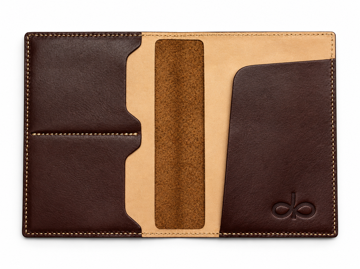 Cartera para pasaporte PASSPORT canela marrón vintage