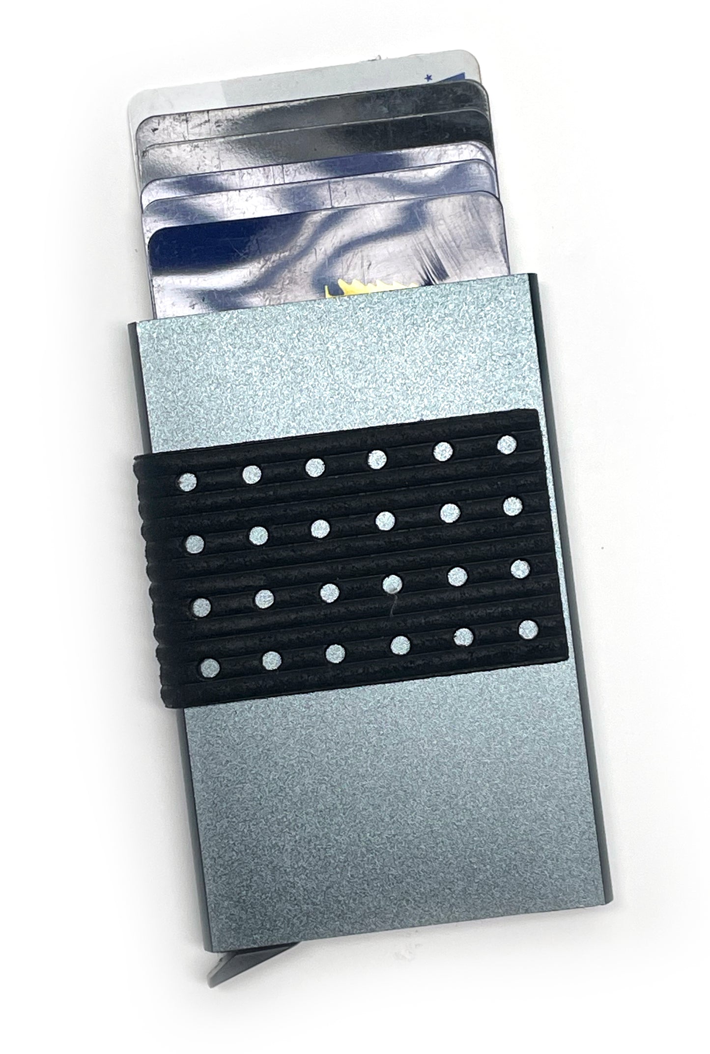 Zip wallet steel with 6 card RFID case