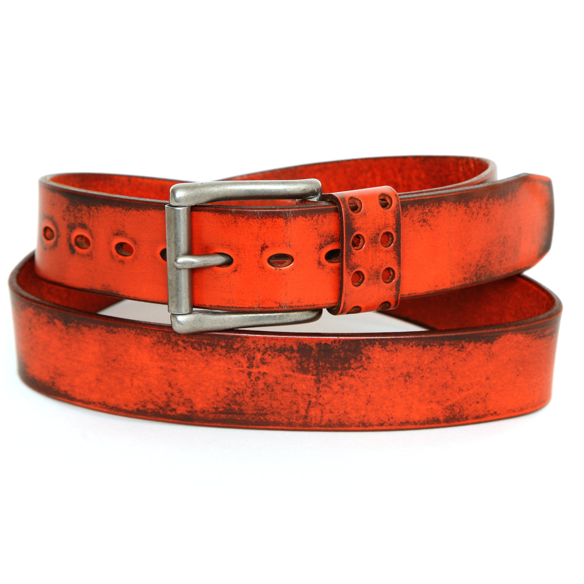 ROLLER Moto belt in leather, laid flat, full length