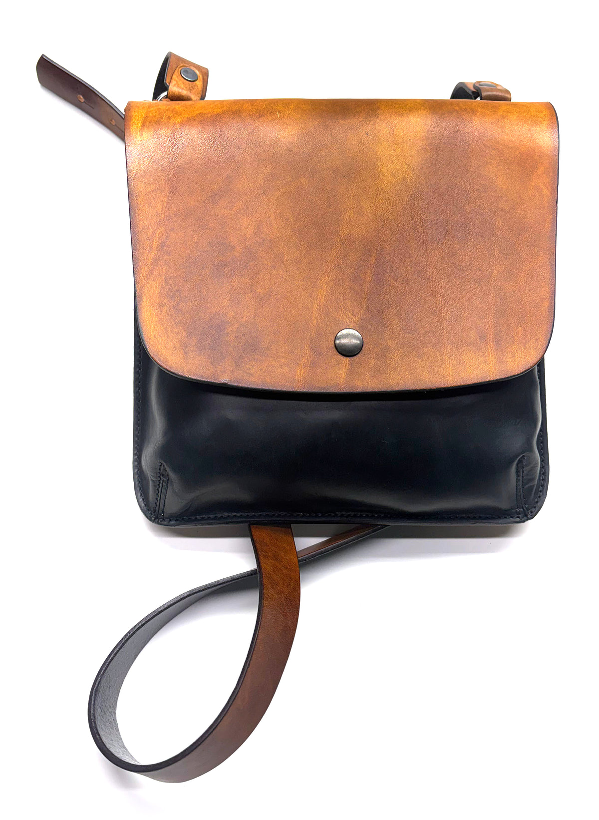 ROSCO leather satchel in tan &amp; oiled black