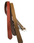SHOW DOUBLE English bridle leather belt, edge detail
