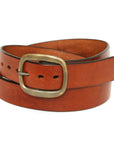 SHOW English bridle leather belt in medium brown & brass, buckle detail