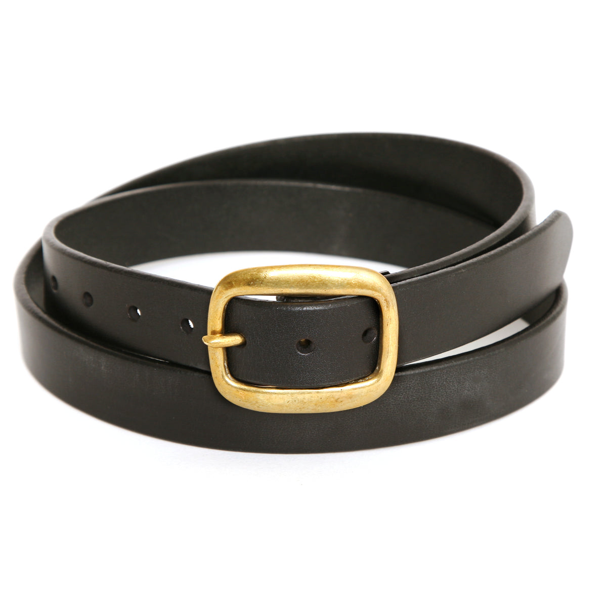 SHOW classic narrow leather belt in black with brass buckle