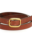 SHOW Narrow English bridle leather belt in medium brown