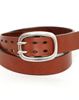 SHOW DOUBLE English bridle leather belt in medium brown, back