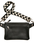 FLAT SLING leather crossbody bag in black