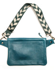 FLAT SLING leather crossbody bag in brilliant tide teal