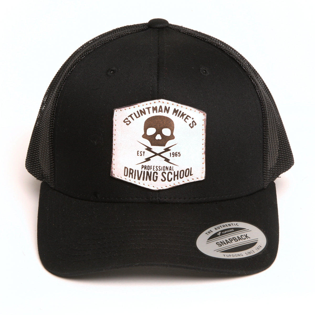 CUSTOM snapback cap in leather, side view