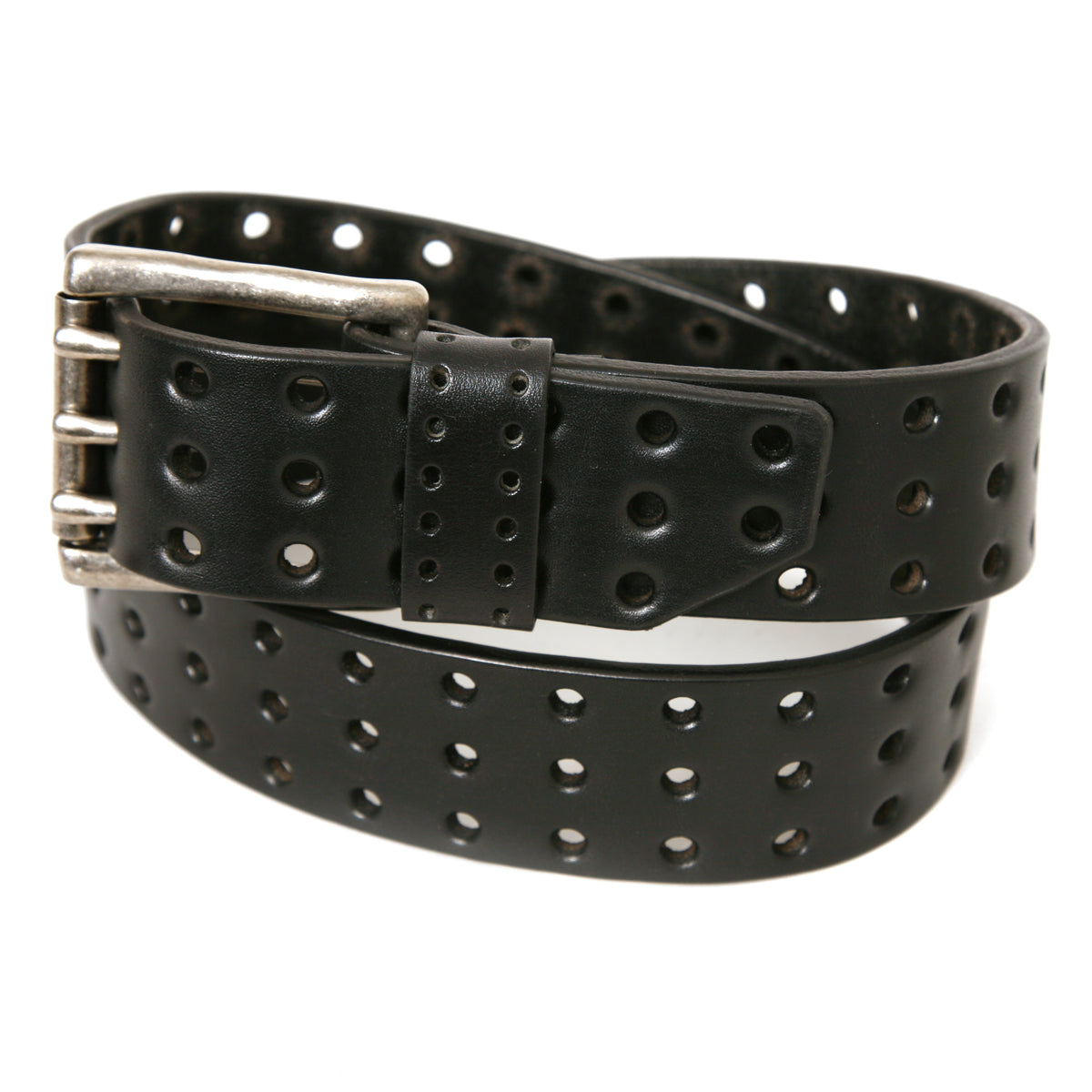 ROLLER Triple wide classic belt in leather, buckle detail