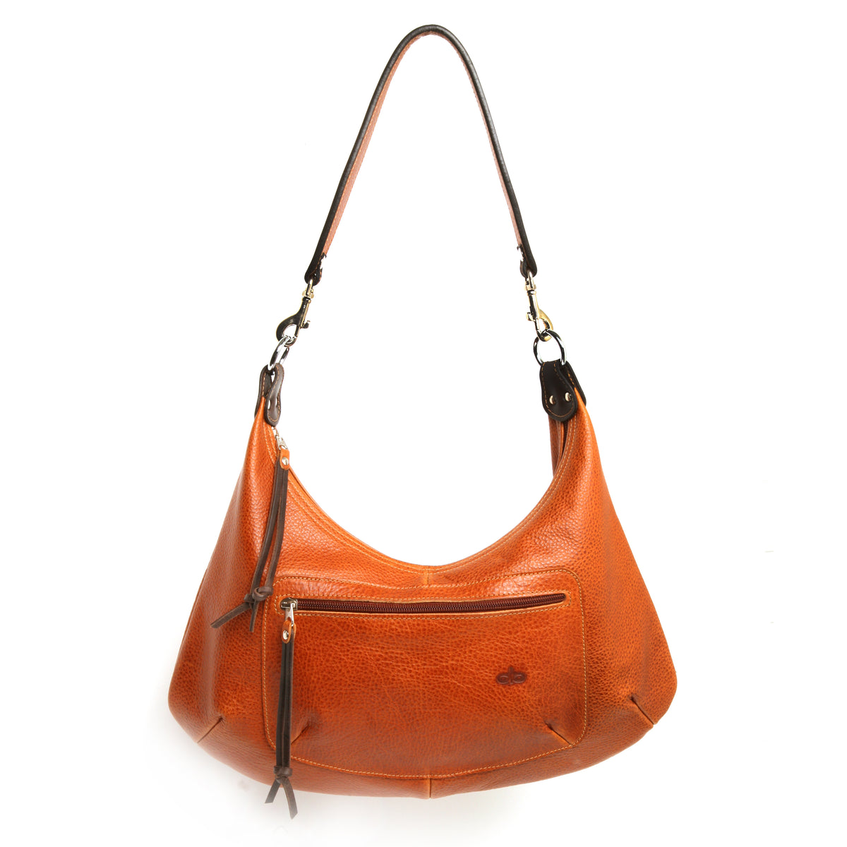 TODD leather hobo bag in chili palmellato leather, front view