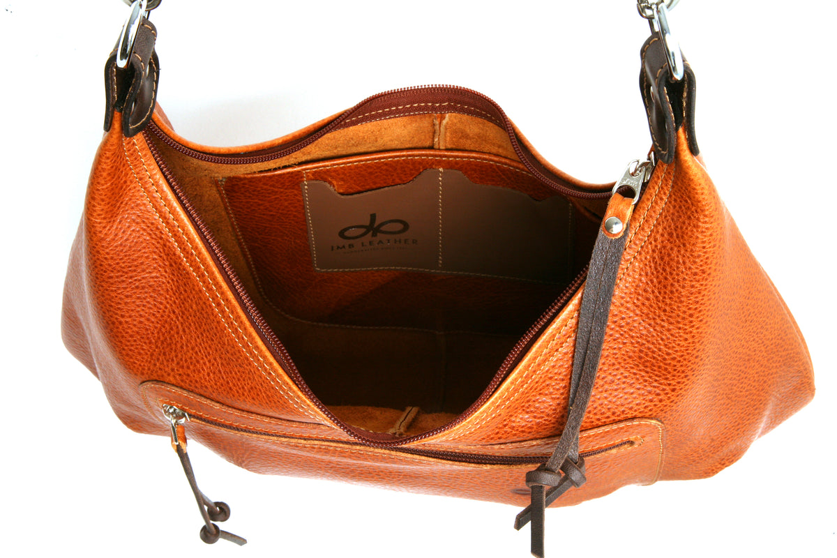 TODD leather hobo bag in chili, interior