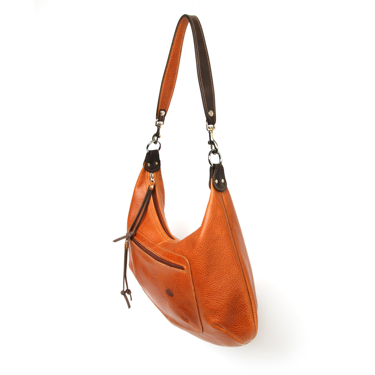TODD leather hobo bag in chili, side view