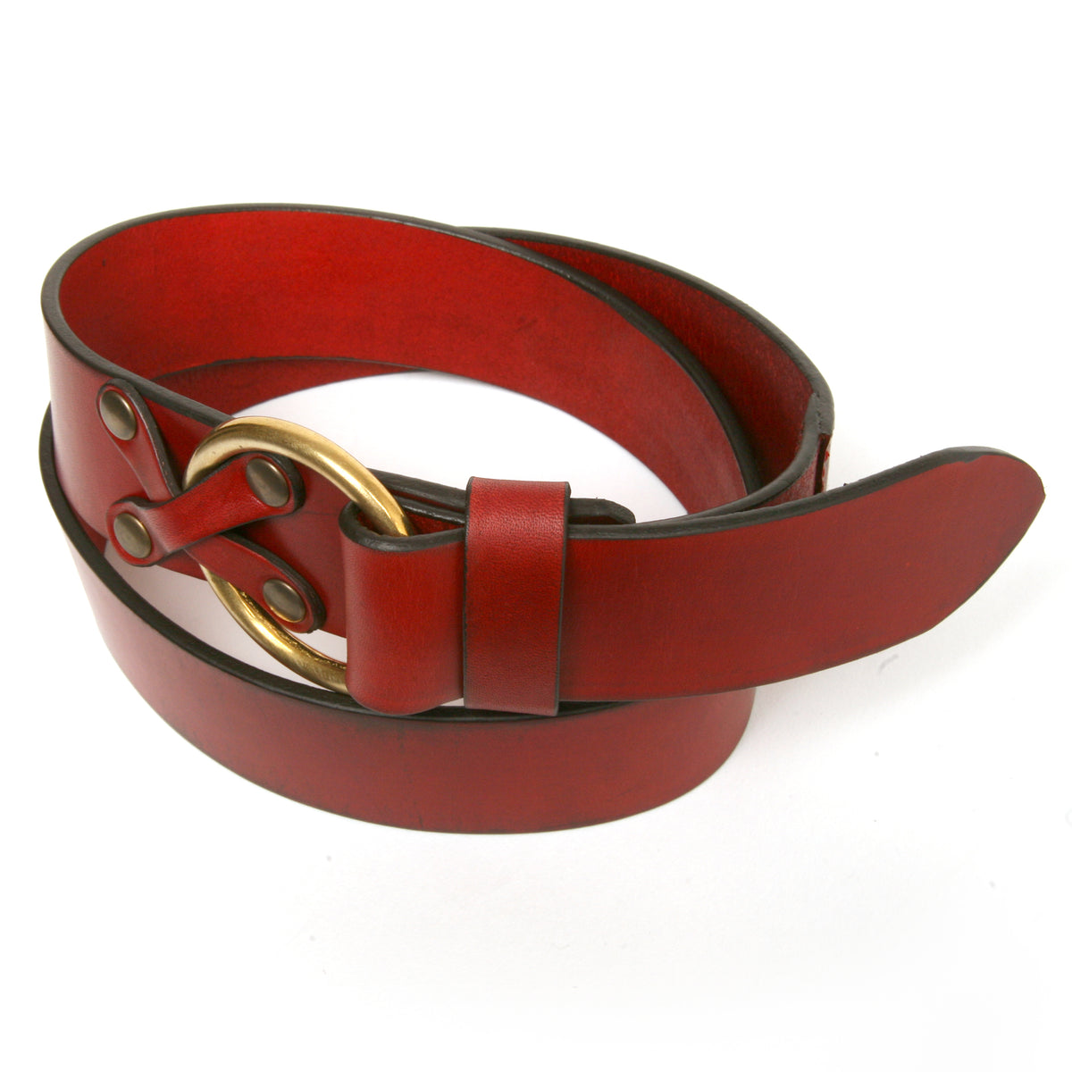 X&amp;O wide belt in 10oz harness leather, smooth burnished edges with burnished edges, additional view