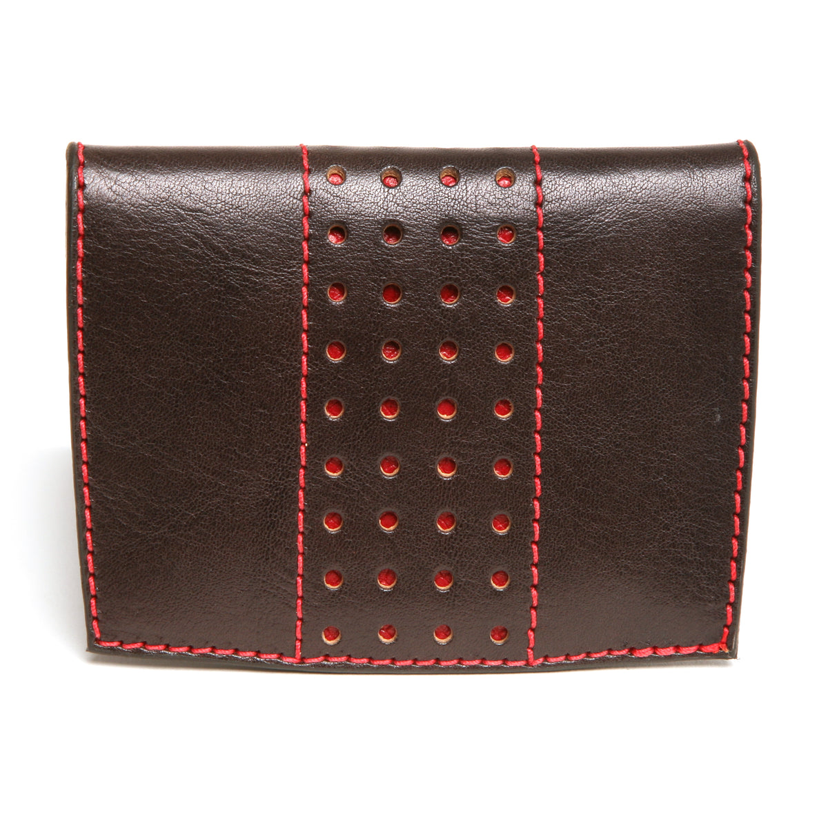 YANAGI wallet LTD edition perforated in vegetable-tanned leather, back view