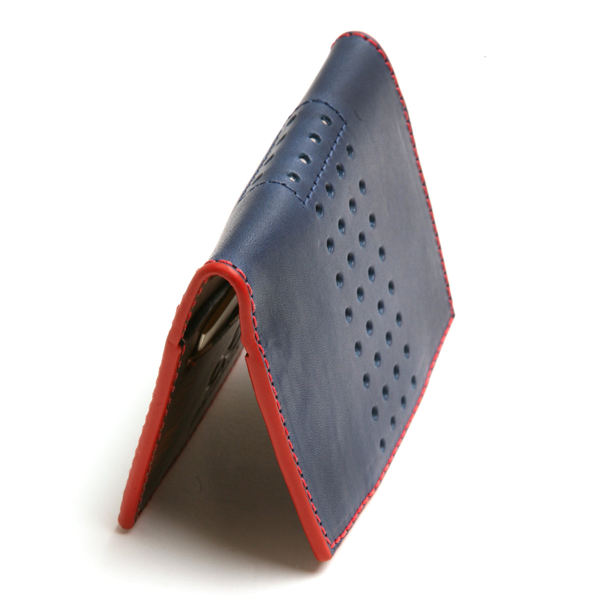 YANAGI wallet LTD edition perforated in vegetable-tanned leather, detail view