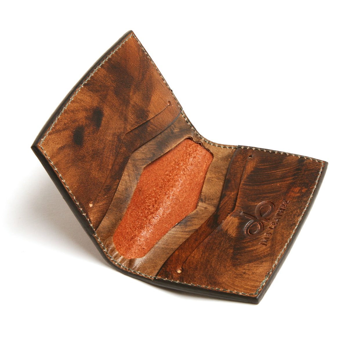 YANAGI wallet LTD edition perforated in vegetable-tanned leather, close-up detail