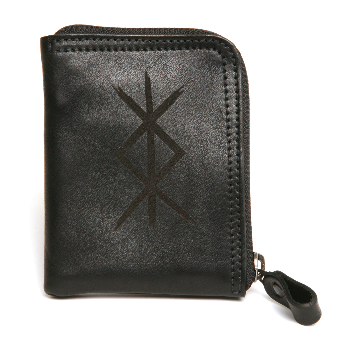 Zip Wallet Norse Themed with an RFID 6 card case in Italian vegetable-tanned leather, interior card slots
