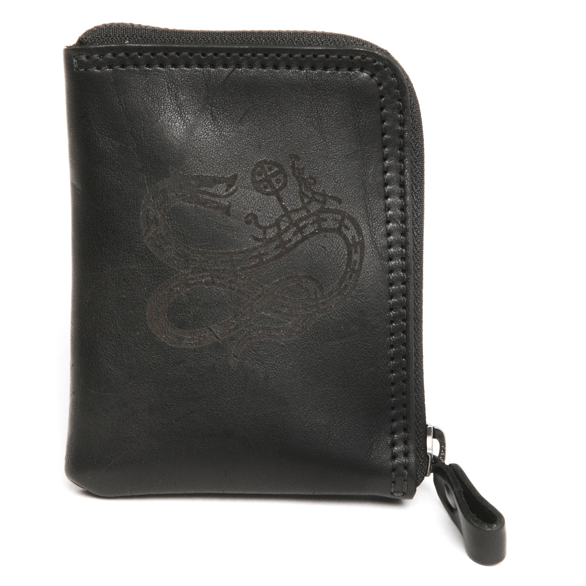 Zip Wallet Norse Themed with an RFID 6 card case in Italian vegetable-tanned leather, back view